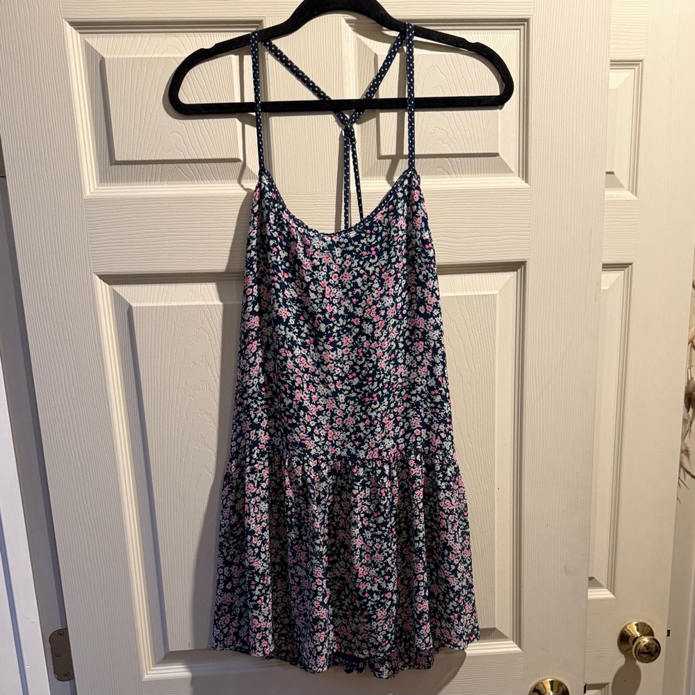 Abercrombie & Fitch Navy Floral Mini Dress with Pink and White Flowers